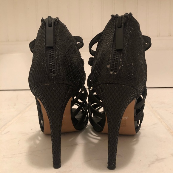 Aldo black glitter leather cage heels, sz 7. - Picture 4 of 7
